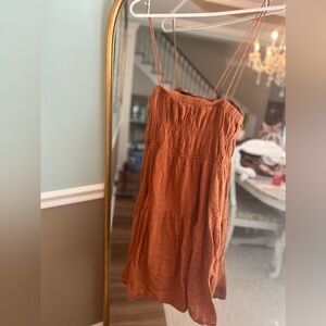 Cozy Casual Strapless Dress in Rich Rust
